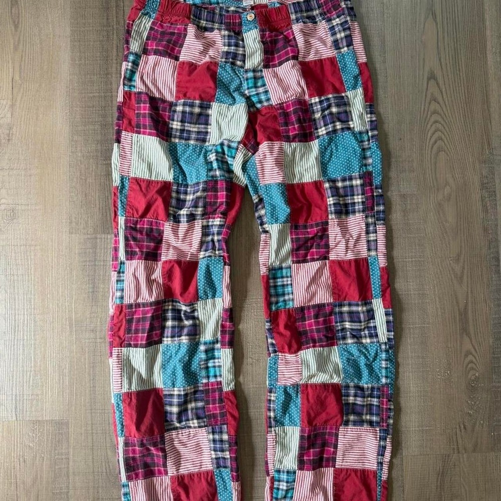 Aerie Y2K Patchwork Plaid Pajama Pants Multi Color Boho XXS